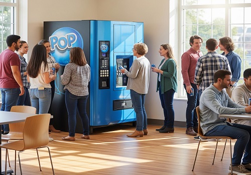 Happy Customers with Vending Machine